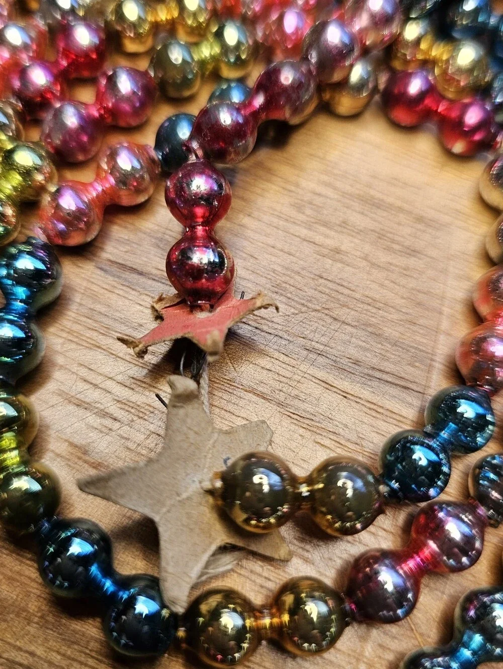 Vintage Multi-color Mercury Glass Bead Tree Garland Vintage 1950's Retro 8 Ft